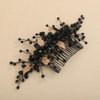 Teyglen Gold Leaf Headpiecec Bridal Black Crystal Hair Comb Black Rhinestone Wedding Hair Comb Festival Hair Accessories for Women Halloween Party Prom