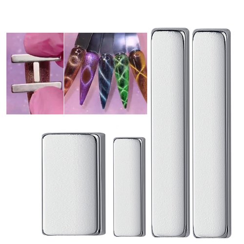 QIMYAR 4 Pieces Nail Magnet Cat Eye Tool Mini Magnet Stick for Nail Art Polish Cat Eye Gel Polish Magnet Nail Art Tool 3D Magnetic DIY Home Salon