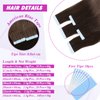 Tape in Hair Extensions Human Hair Dark Brown Straight Hair Extensions Tape in Human Hair 20 Pcs/Pack 40g Tape in Extensions Hair Extensions 10 Inch for Women （10Inch，Dark Brown，40g)