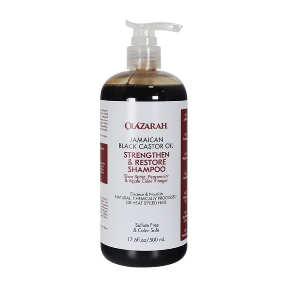 OLAZARAH Jamaican Black Castor Oil Strengthen & Restore Shampoo with Shea Butter, Peppermint and Apple Cider Vinegar to Cleanse & Nourish, 17 Fl oz