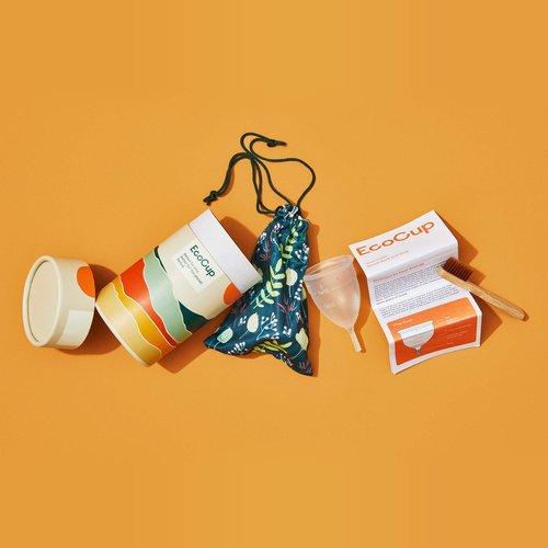 EcoCup Menstrual Cup - Soft Reusable Period Cup - Eco-Friendly - 12hr Wear - Includes Cup Cleaning Bamboo Brush - Tampon and Pad Alternative Menstrual Cups, 3 Piece Sets