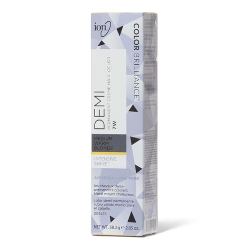 Ion Intensive Shine 7W Medium Warm Blonde Demi Permanent Creme Hair Color, Ammonia Free, by ion