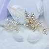 MirthCity Bride Wedding Hair Comb Pearl Flower Bead Bride Hair Pieces Handmade Rhinestone Leaf Flower Girl Hair Accessories for Women