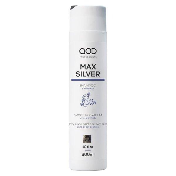 QoD MAX SILVER SHAMPOO 300ML - 10 FL OZ / FOR BLONDE, STREAKED OR GRAY HAIR/ WITH VIOLET PIGMENTS / PROLONG THE SMOOTH EFFECT OF HAIR TREATED WITH HAIR STRAIGHTENING TREATMENT.