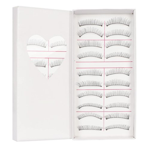 Arqumi False Eyelashes, 10 Pairs Handmade False Lashes, Natural False Eyelashes for Eyelashes Extension, Black