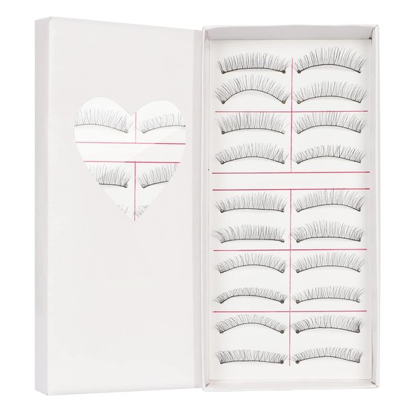 Arqumi False Eyelashes, 10 Pairs Handmade False Lashes, Natural False Eyelashes for Eyelashes Extension, Black