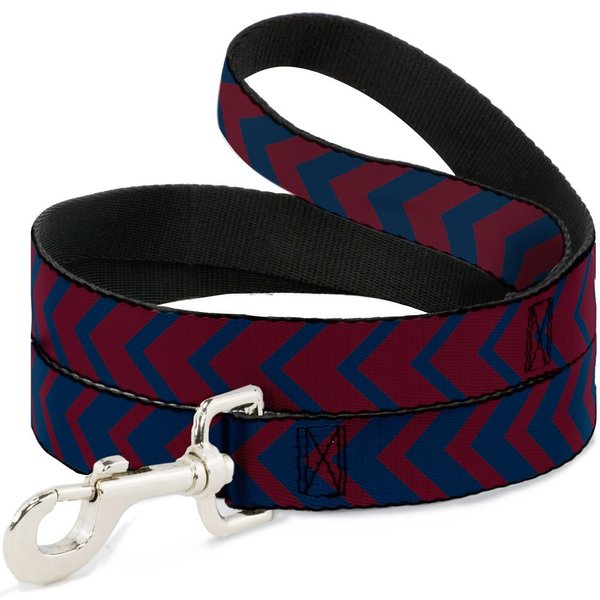 Dog Leash Chevron2 Red Navy 4 Feet Long 0.5 Inch Wide