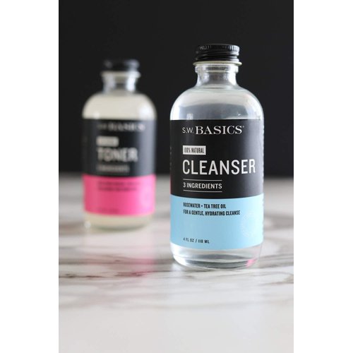 S.W. Basics Cleanser, Natural Rosewater and Tea Tree Oil Face Wash, Sensitive Skin and Cruelty Free, 4.0 fl oz