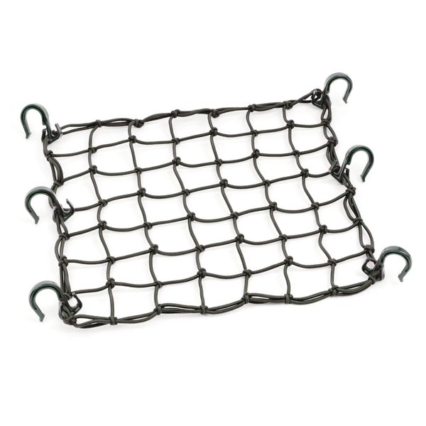 Powertye 50152 Black 15inX15in Cargo Net Featuring 6 Adjustable Hooks & Tight 2inx2in Mesh