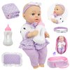 SMILESSKIDDO Baby Doll with Accessories, 12" Dolls Playset with Washable Carrier Bassinet Bed, Bottle, Blanket, and Pillow, Soft Body Baby Dolls for 2 Year Old Girls
