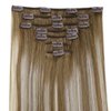 LaaVoo Balayage Clip in Hair Extensions Real Human Hair Light Brown to Blonde Balayage Hair Extensions Real Human Hair Clip ins Full Head Human Hair Extensions Clip in 7pcs 120g 16 Inch