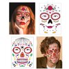 Day of the Dead Sugar Skull Tattoos Floral Black Skeleton Web Red Roses Halloween Costume Temporary Tattoos 9 Sheets
