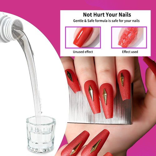 Nail Polish Gel Remover 4Fl.Oz Gel Nail Polish Remover Kit Professional Gel Remover Quickly & Easily Remove with Glass Cup Nail Cleaning pad