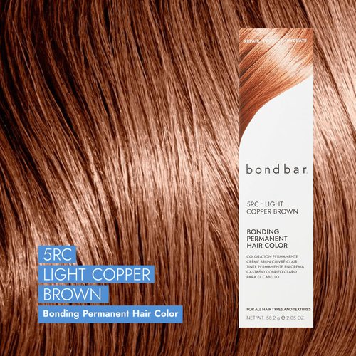 Bondbar 5RC Light Copper Brown Bonding Permanent Creme Hair Color, Repairing hair dye for all hair types, Vegan, Built in Bonding, 2.05 Oz