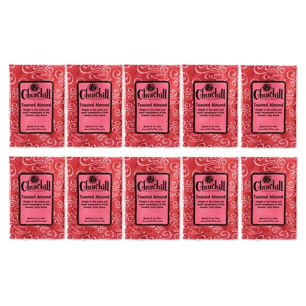 Churchill Coffee Toasted Almond 10 Portioned Packs -1.5 oz each - Ground - Flavored Coffee