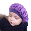 2 Pcs Kids Satin Sleeping Caps Head Cover Bonnet with Elastic Band Hair Care Cap Night Hat for Baby Toddler Teens (Purple and Pink)