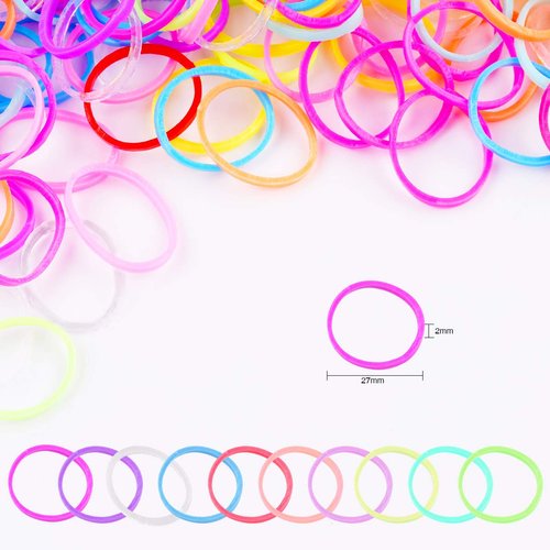 HOYOLS Small Toddler Elastics Mini Hair Ties 10 Colored Rubber Bands for Hair Ponytail Holders for Baby Girl Infants, Ligas Para Cabello TPR 1500 Pcs