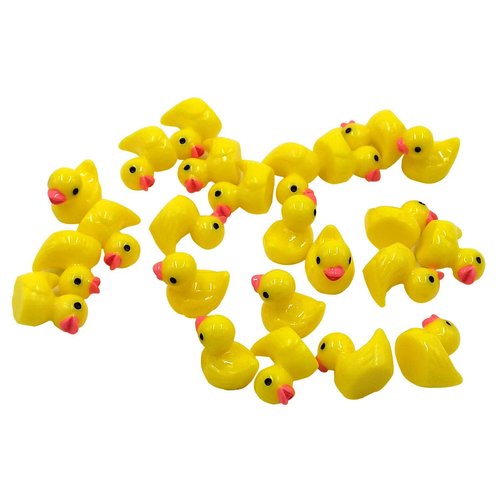 EMiEN 25PCS Little Yellow Mini Duck Duckling Miniature Ornament for DIY Dollhouse Decoration Fairy Garden Plant Décor, Nice Decoration Accessories for Desk,Cabinet,Kids Room,Party etc.