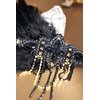 BABEYOND 1920s Flapper Headpiece 20s Gatsby Black Feather Headband Roaring 20s Hair Accessories with Crystal Beads (Black Gold)