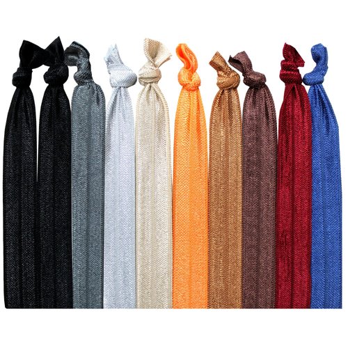 Syleia Hair Ties Pack of 100, Earthy and Natural Colors, Elastic Band, Ponytail Holders, Elastic Ribbon, Hair Band, Crease Free, Hand Knotted, Metal-free, Ouchless