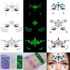 Face Gems-6Sheets Face Jewels Stick On+30g Chunky Glitter, Rhinestones Noctilucent Stickers Temporary Tattoos-Eye Body Euphoria Makeup Rave Clothes Carnival Festival Outfit Gifts For Women(3Luminous)