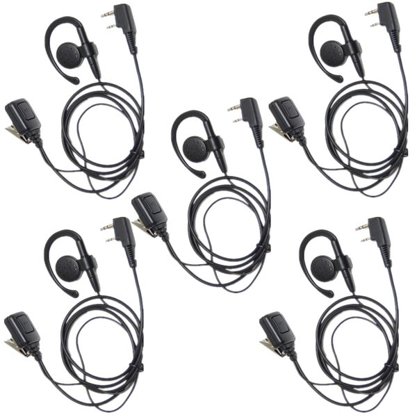 Lsgoodcare 2 Pin Ear- Clip Ear Hook Security Earpiece Headset Earphone PTT and Mic Compatible with Kenwood Two Way Radio TK3170 TK3173 TK3200 TK3201 Walkie Talkie, Pack of 5