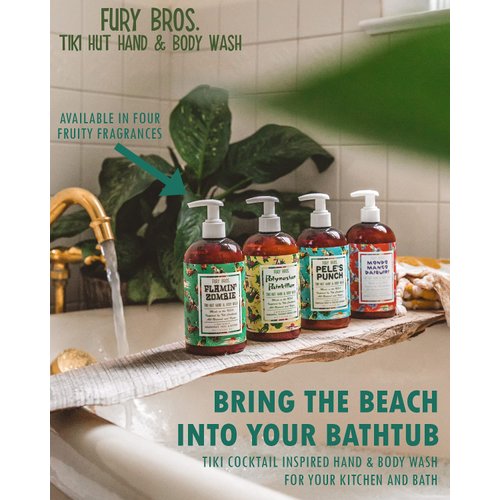 Fury Bros. Tiki Hut Hand & Body Wash, Polynesian Painkiller, A Refreshing Elixir of Pineapple, Coconut Cream, and Rum. You Can’t Beat this Creamy-Dreamy Treat. Yellow Print, 16 Oz