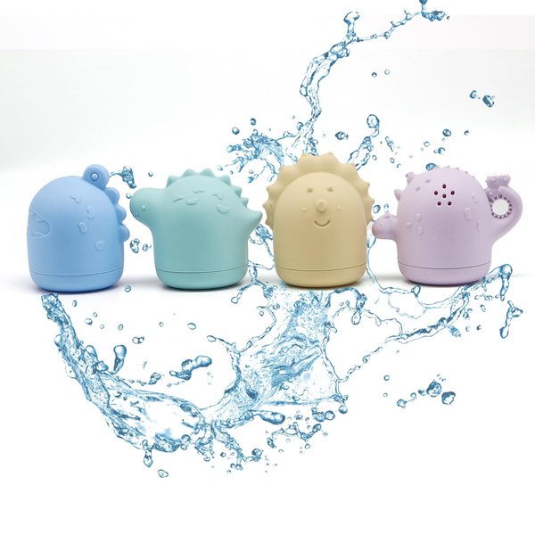 Olasmailo 4PCS Silicone Bath Toys for Toddlers 3-4 Years, Mold Free Bath Toys, Dinosaur Bath Toys, Organic Baby Toys, Squeeze Toys, Baby Beach Toys, Teething Toys, Chew Toys for Sucking Needs