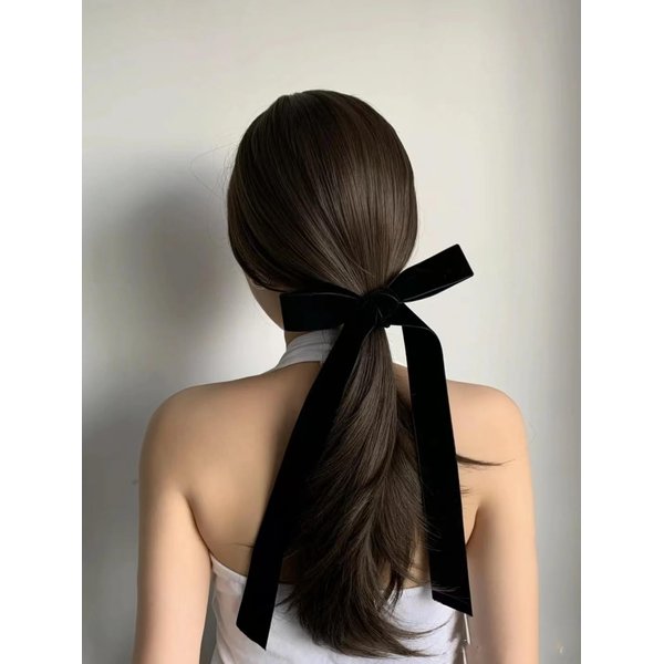 Black Velvet Hair Bow,Hair Ties Bows for Women Clip Velvet Hair Ribbon Headband With Bow Silk Hair Bow Cute Bridal Bow Girl Toddlerteen Hair Styling Accessories