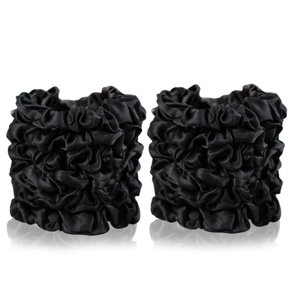 12 Pcs Black Satin Scrunchies, Soft Small Satin Silk Hair Ties for Women Thin Fine Hair Stocking Stuffers for Women (Black)
