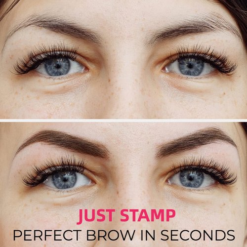 Eyebrow Stamp Stencil Kit With Clear Eyebrow Gel & 10 Reusable Eyebrow Stencils Eye Brow Tingting Kit Stamp and Stencil Brow Set Eyebrow Stamping Set Long-lasting Waterproof Effect (Light Brown)