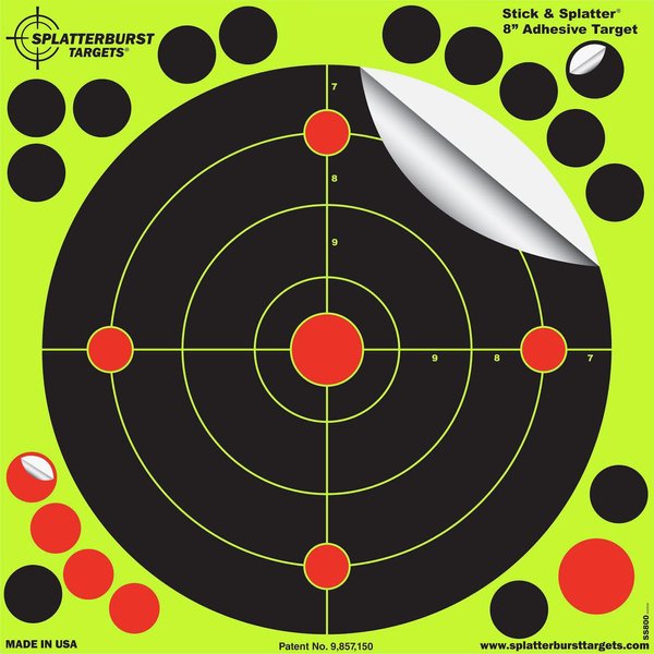 Splatterburst Targets - 8 inch Adhesive Stick & Splatter Reactive Shooting Targets - Gun - Rifle - Pistol - Airsoft - BB Gun - Pellet Gun - Air Rifle (25 Pack)