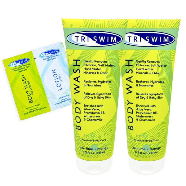 TRISWIM After Swim Chlorine Body Wash | Enriched with Aloe Vera, Watercress and Chamomile for Restoring, Hydrating, and Nourishing Skin | Relieves Dry and Itchy Skin | Perfect for Swimmers | Pack of 2