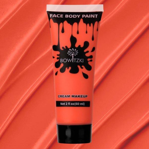 Bowitzki Face and Body Paint 2oz Cream Makeup 60ml Water Based Face Painting Special Effects For Adults Children Kids Halloween Christmas Party Stage Cosplay (Orange)