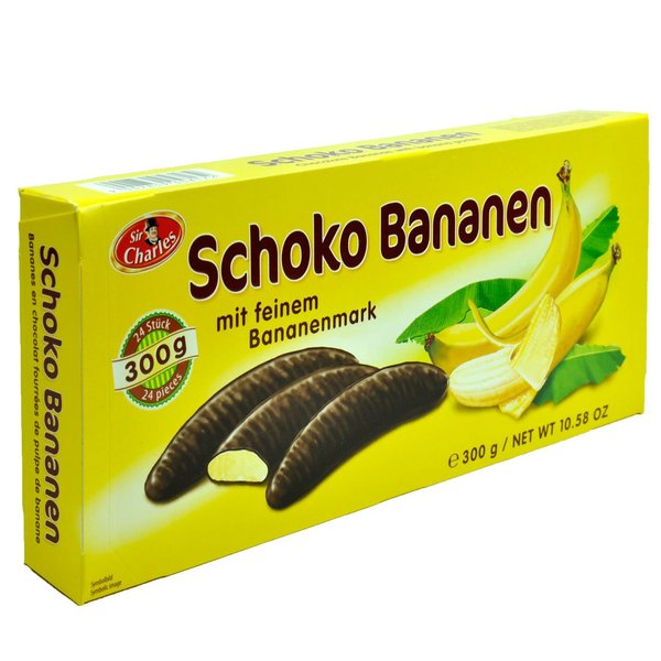 Schoko Bananen Marshmallow Gum With Banana Flavor And Chocolate Glacing 300g/10.58 Oz/24 Pieces