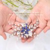 Olbye Wedding Hair Comb Blue Rhinestone Bridal Hair Accessories for Bride and Bridesmaids Wedding Hair Piece Silver
