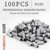 BQAN Sanding Bands for Nail Drills, 100pcs Small Bands 180 Fine Grit Nail File Sanding Bands with mini 3.1mm Mandrel Drill Bits for Acrylic Nails Gel Manicure (White)