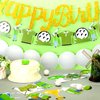 Colarr 5 Pcs Golf Birthday Party Decorations Include Happy Birthday Golf Banner, Golf Birthday Banner, White Golf Ball Banner and Green Pom Pom Garland for Kids Boys Men Golf Party Decorations