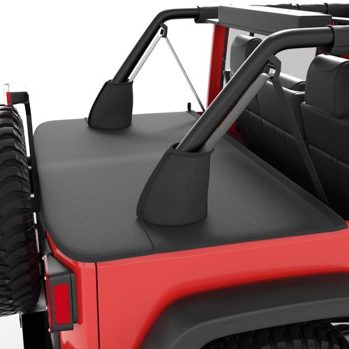 QMPARTS Tonneau Cover for Wrangler JK Unlimited 4 Door, Cargo Cover Trunk Tailgate Cover JK Accessories Compatible with 2007-2018 Wrangler JKU 4 Door-Black