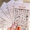 6 Sheets Heart Nail Art Stickers - Letters Nail Decals 3D Self-Adhesive Valentine's Day Nail Art Supplies Heart Love English Alphabet Nail Stickers DIY Gold Nail Designs Manicure Decoration for Women