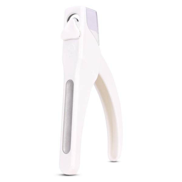 AIRSEE Nail Clippers for Acrylic Nails with Sizer and Catcher Adjustable Nail Tip Cutter with Length Measurement Gauge Artificial Fake Acrylic Extension Trimmer Nail Art Salon Home Manicure Tool White