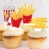 48pcs French Fries Cupcake Toppers French Fries Birthday Party Decorations Fast Food Party Decoration French Fries Theme Cupcake Picks for French Fries Birthday Party Baby Shower Supplies