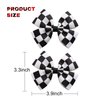 2PC Racing Checkered Flag Hair Bow Clips 4 Inch Girls Women Black and White Racing Fan Pigtail Hair Accessories