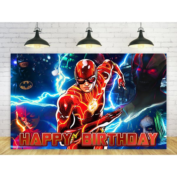Red The Flash Backdrop for Birthday Party Decorations Superhero Background for Baby Shower Party Cake Table Decorations Supplies Superhero The Flash Theme Banner 5x3ft