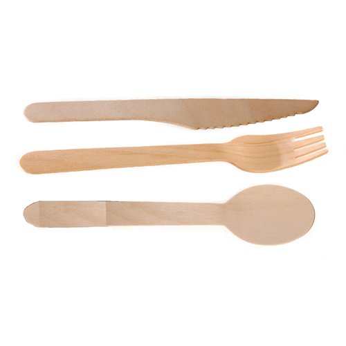 [400 PACK] Disposable Wooden Cutlery Set 3 in 1 - Wooden Fork, Knife, Spoon Set - Ecofriendly, Compostable, Silverware for Weddings, Parties, Breakrooms, Lunchrooms by EcoQuality