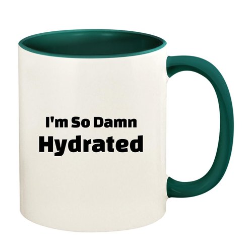 Knick Knack Gifts I'm So Damn Hydrated - 11oz Ceramic Colored Handle and Inside Coffee Mug Cup, Green