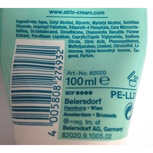 Atrix Intensive Protection Hand Cream 100ml 3.4oz Tube