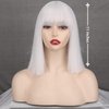 MERISIHAIR Short Bob White Wig with Bangs Silver White Short Wigs for Women Straight Bob White Cospaly Hair Wig for Daily Party Halloween