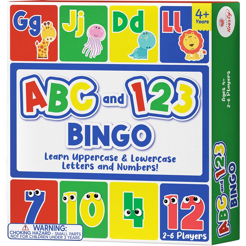 Party Hearty Alphabet and Number, ABC and 123 Bingo Board Game for ...