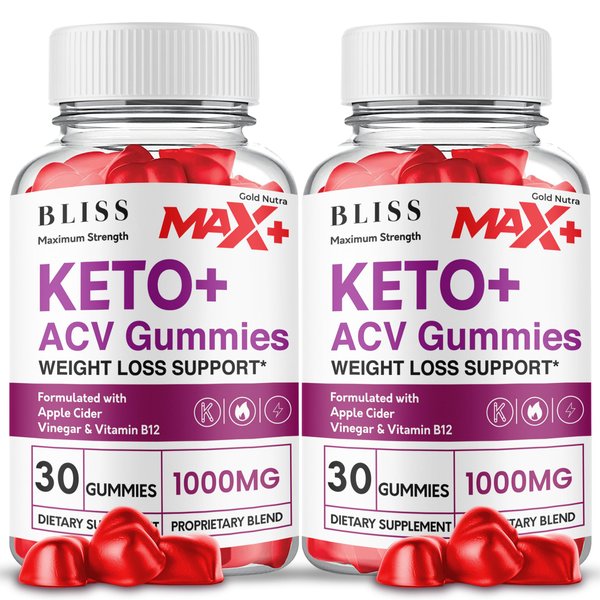(2 Pack) Bliss Max+ ACV Gummies, Higher Potency, Official Bliss Max+ Gummies, 2X Stronger Apple Cider Vinegar Gummy, 2 Month Supply